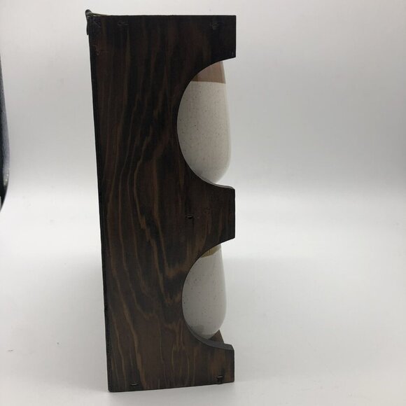 Vintage Wood Coffee Mug Display Case With 4 Stoneware Mugs Wall Hanging Shelf - Picture 5 of 16